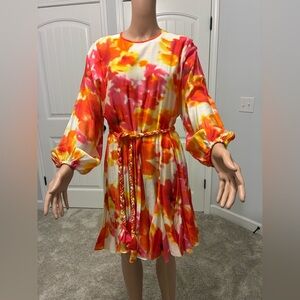 Vibrant Floral Long-Sleeve Dress by Alex-Marie.